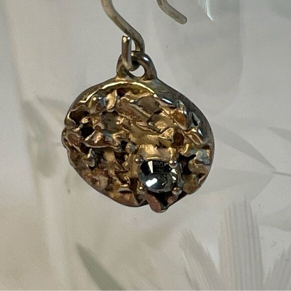 Druzy Drop Earrings artist signed with crystal set in druzy form - Picture 6 of 8